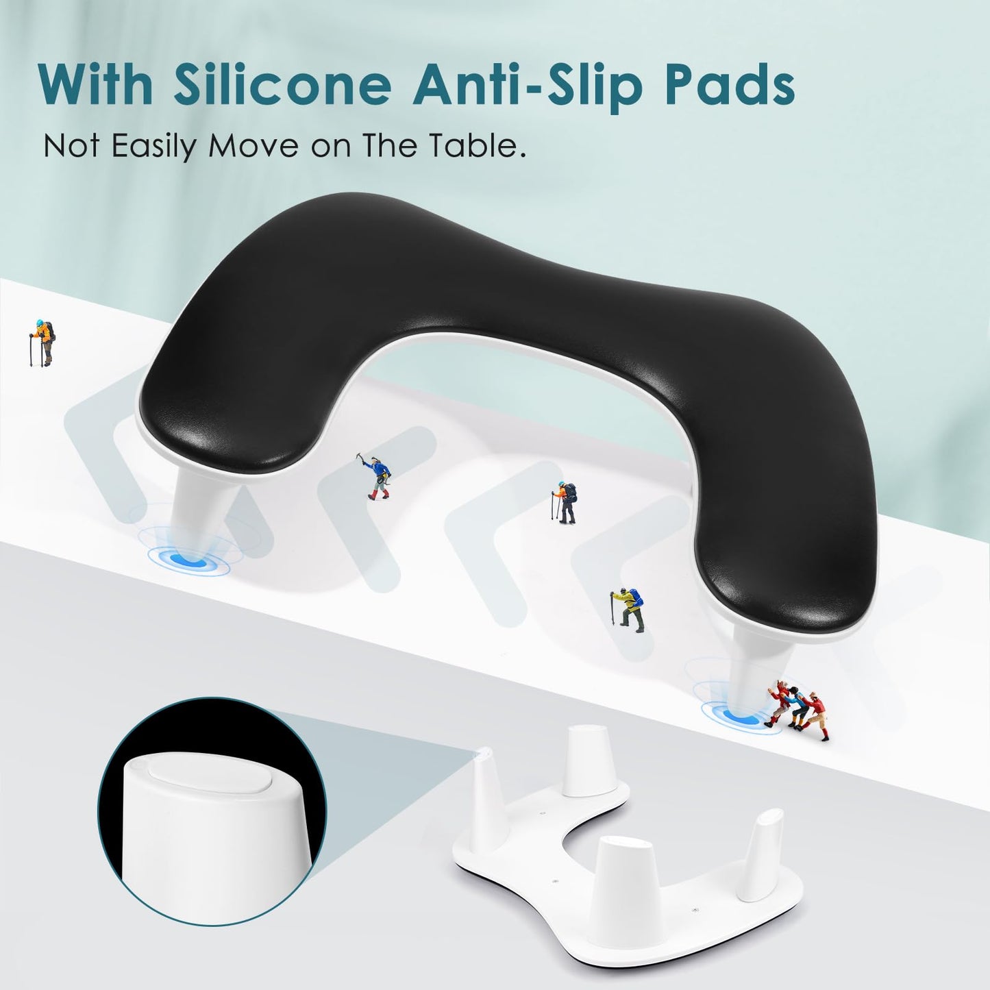 Quaferen Arm Rest for Nails Tech: U-shaped Manicure Nail Arm Rest Stand Black Big Armrest Microfiber PU Leather Hand Rest Pillow for Acrylic Nail Cushion