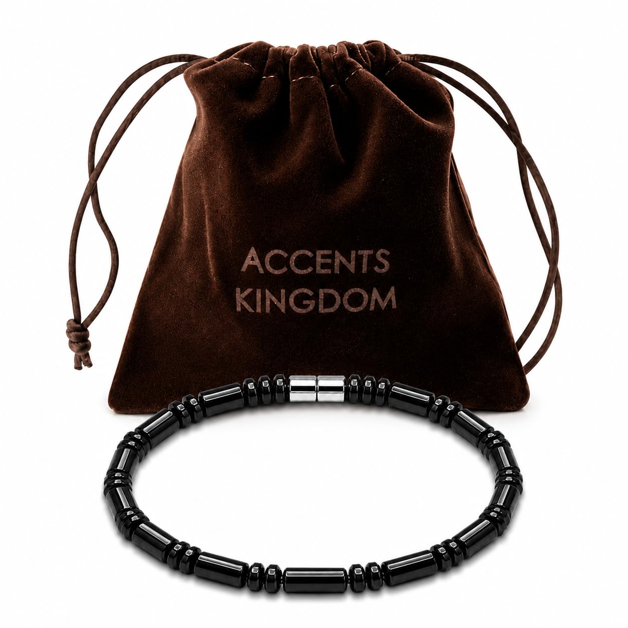 Accents Kingdom Men's Magnetic Hematite Cylindrical Bead Bracelet, 7.5"