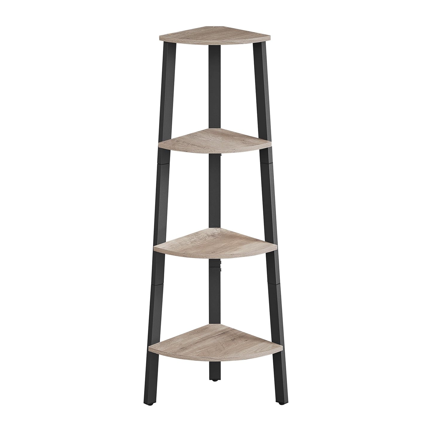 VASAGLE Corner Shelf Stand, 4-Tier Corner Bookshelf, Industrial Ladder Shelf, Plant Stand for Living Room, Office, Kitchen, Greige and Black ULLS034M01