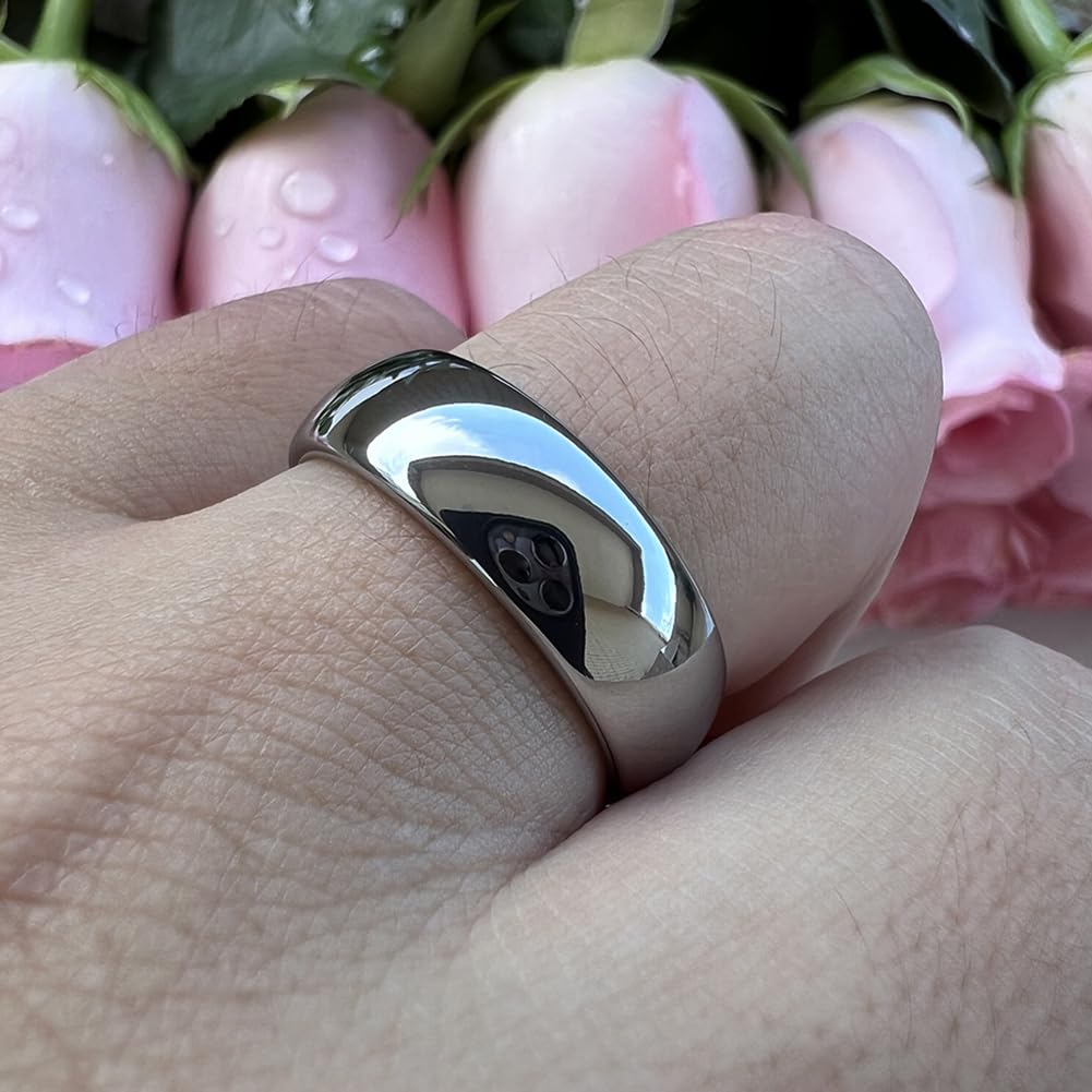 TUTISS 7mm Tungsten Carbide Rings for Men Women Engagement Wedding Bands Domed Polished Shiny Comfort Fit Size 12