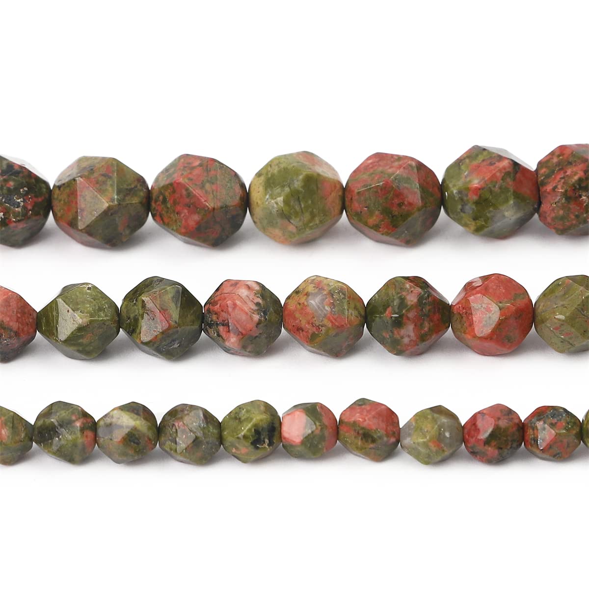 BEADIA Faceted Natural Unakite Stone Round Beads 8mm 36cm/Strand for Jewelry Making