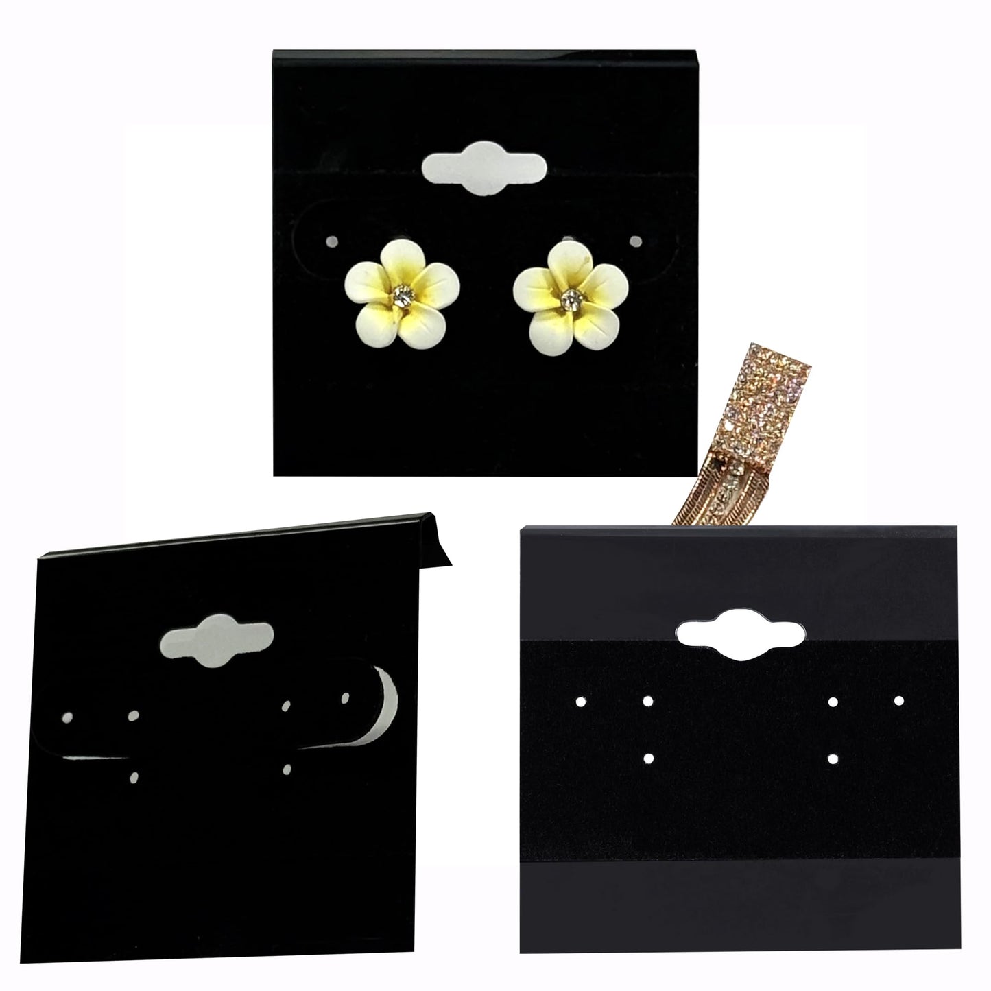 Adorox 200 Piece Black Earring Card Holders with Back Hook – Perfect for Earring Display and Organization