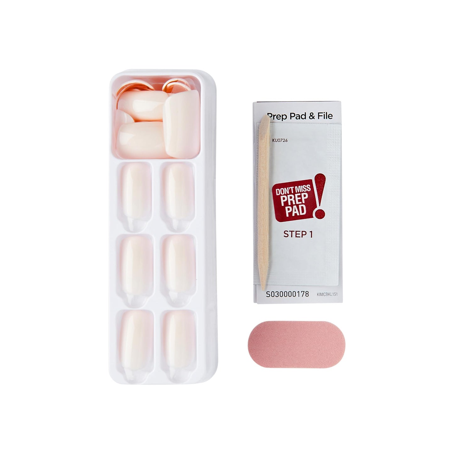 KISS Impress No Glue Mani 30 Pcs Press on Nails, Medium Squoval Design Nail, Solid Pure White Print, Simple Peel & Press Easy Apply, Hassle-Free Removal, Essential Tools Included