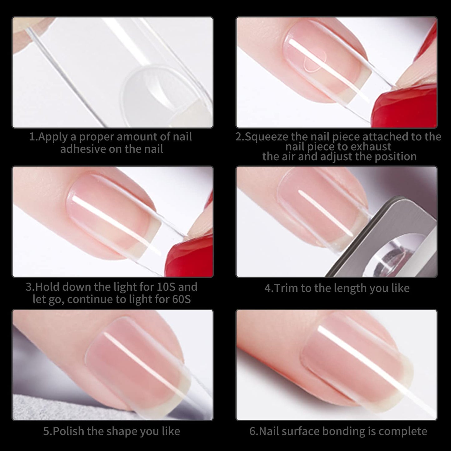 SITELENABY 500pcs Extra Long Clear Acrylic Coffin Nails - No C Curve, 10 Sizes (Coffin 500pcs) With Case