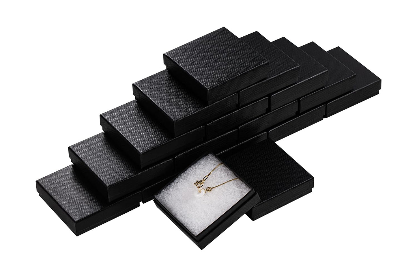 Magicool 20 Pack 3.5x3.5x1 Inch Cardboard Jewelry Boxes,Used for Necklaces,Bracelets,Earrings,Jewelry,Small Gift Packaging,Jewelry Gift Boxes with Lids and Filled with Cotton(Black)