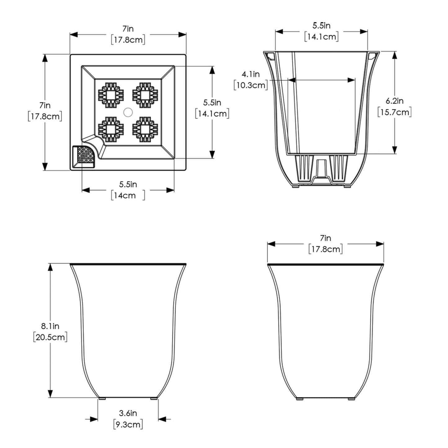 Valencia 8in Planter - White