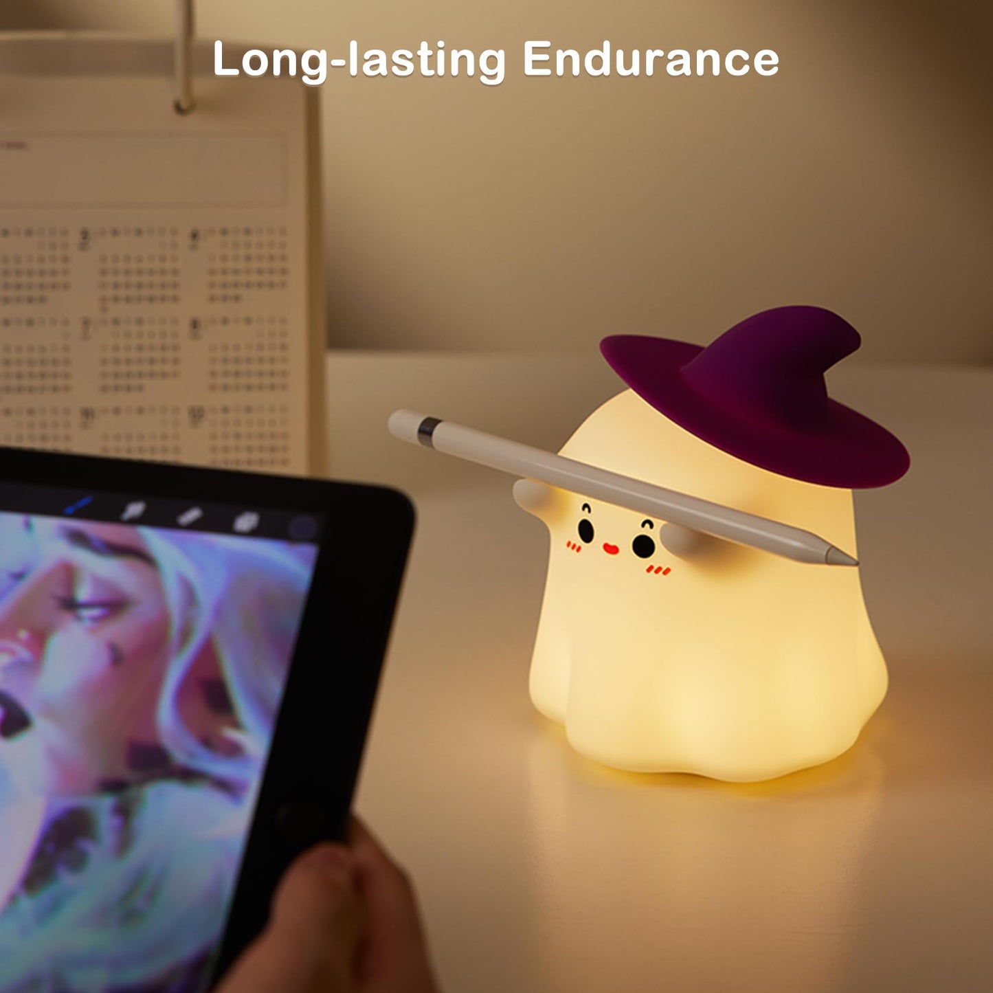Eelexa Halloween Ghost Night Lights for Kids: Cute Lamp Rechargeable Toddler Baby Night Light with Timer, Adjustable Brightness, Ideal Holiday Season Gift Choice Home Decor (Ghost LAMP)