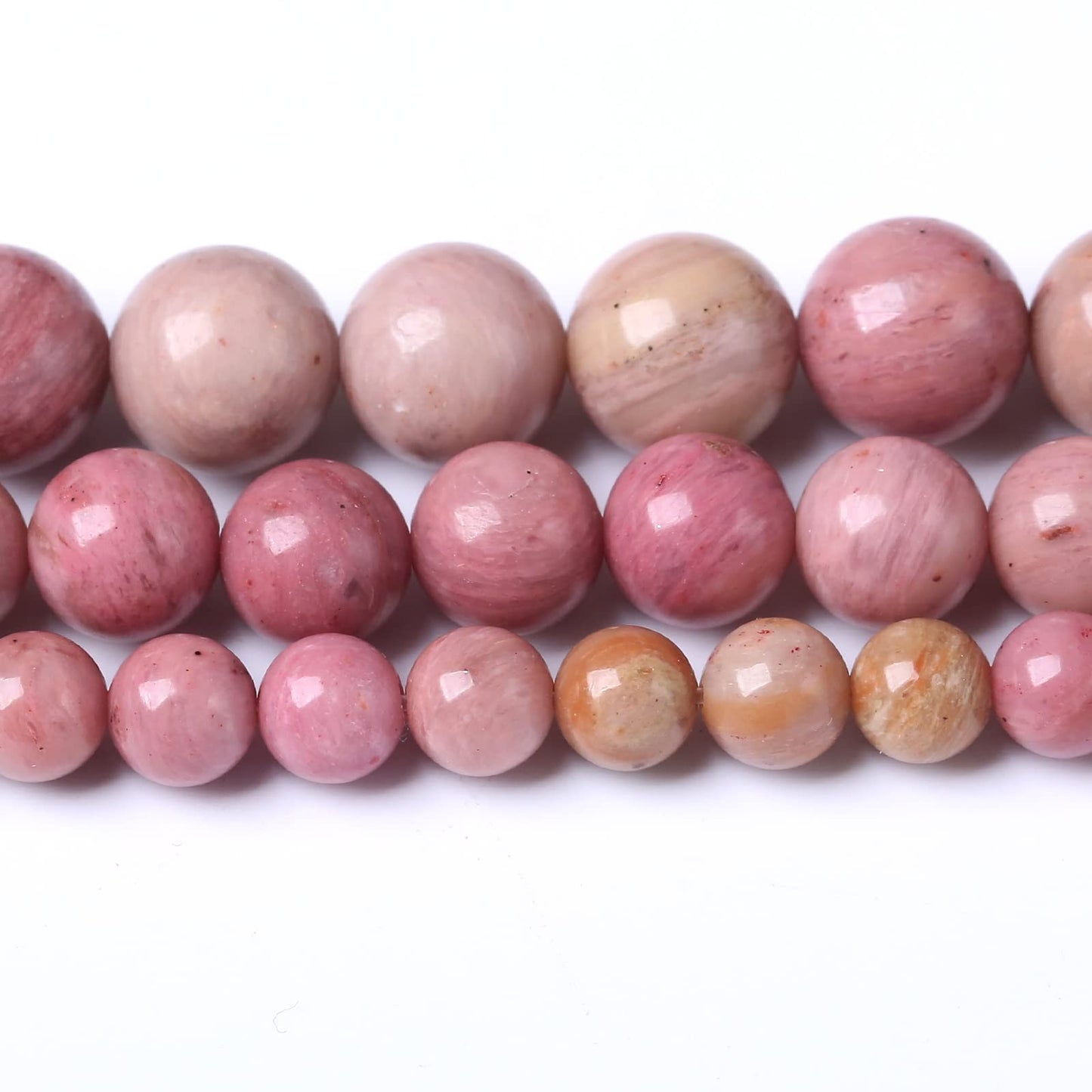 45PCS 8MM Natural Rhodonite Beads Round Loose Stone Beads for Jewelry Making DIY Energy Stone Healing Power Bracelet 15"