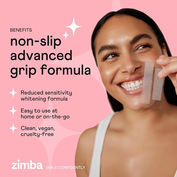 Zimba Teeth Whitening Strips for Teeth Sensitive, White Strips for Teeth Whitening, Teeth Whitener Stain Remover 28 White Strips Included Per Pack, 2 Pack (14 Day Treatment), Strawberry and Watermelon
