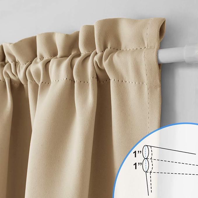 NICETOWN Room Darkening Sidelight Door Curtains, Privacy Window Curtains Thermal Insulate Covering for Patio Glass Front Door, 12 inches x 72 inches, Biscotti Beige, 1 Panel