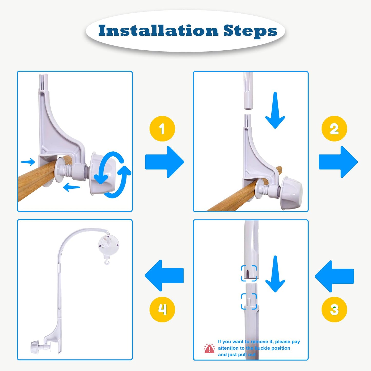 SAGOOITS 24 inch Baby Crib Mobile Bed Bell Holder Arm Bracket, with Music Box, The Foundation can be Adjusted Width-DIY Toy Decoration