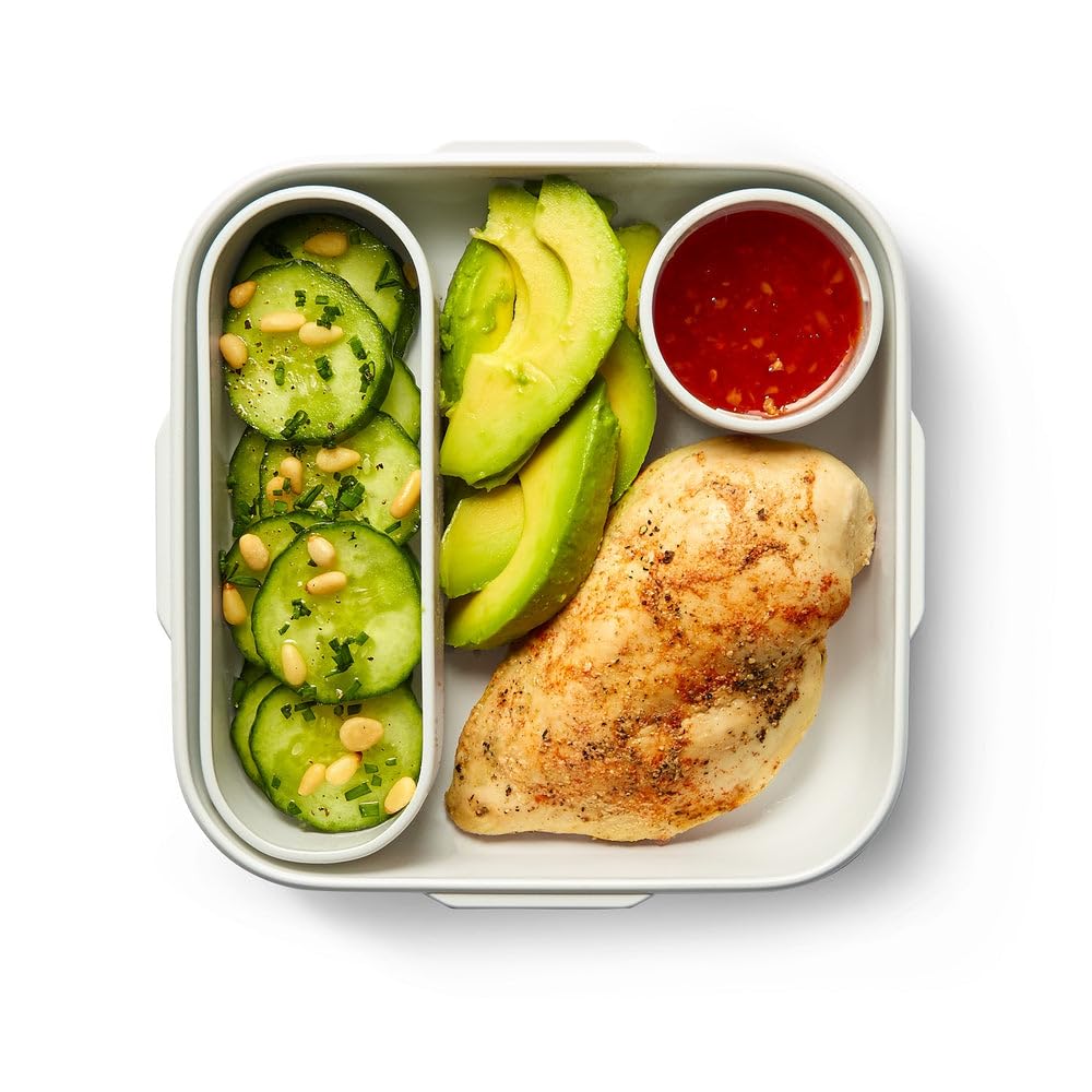 BLACK + BLUM Bento Box Style Compartment Food Container | Packed Lunch Box with Stainless-Steel Travel Fork, Leak-Proof, Microwave Safe | Ocean Blue, 34 oz / 1000 ml