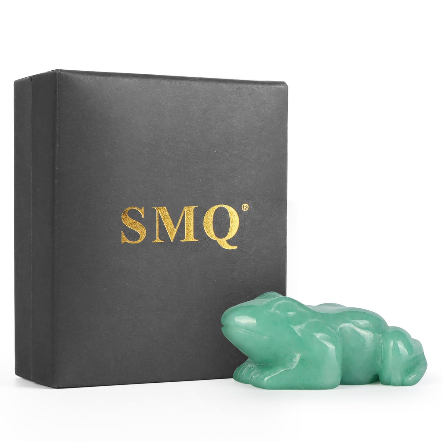 SMQ 2 inch Crystal Frog, Natural Green Aventurine Frog Figurine, Hand Carved Frog Statue Decor, Healing Stone Crystal Animal Statue with Gift Box
