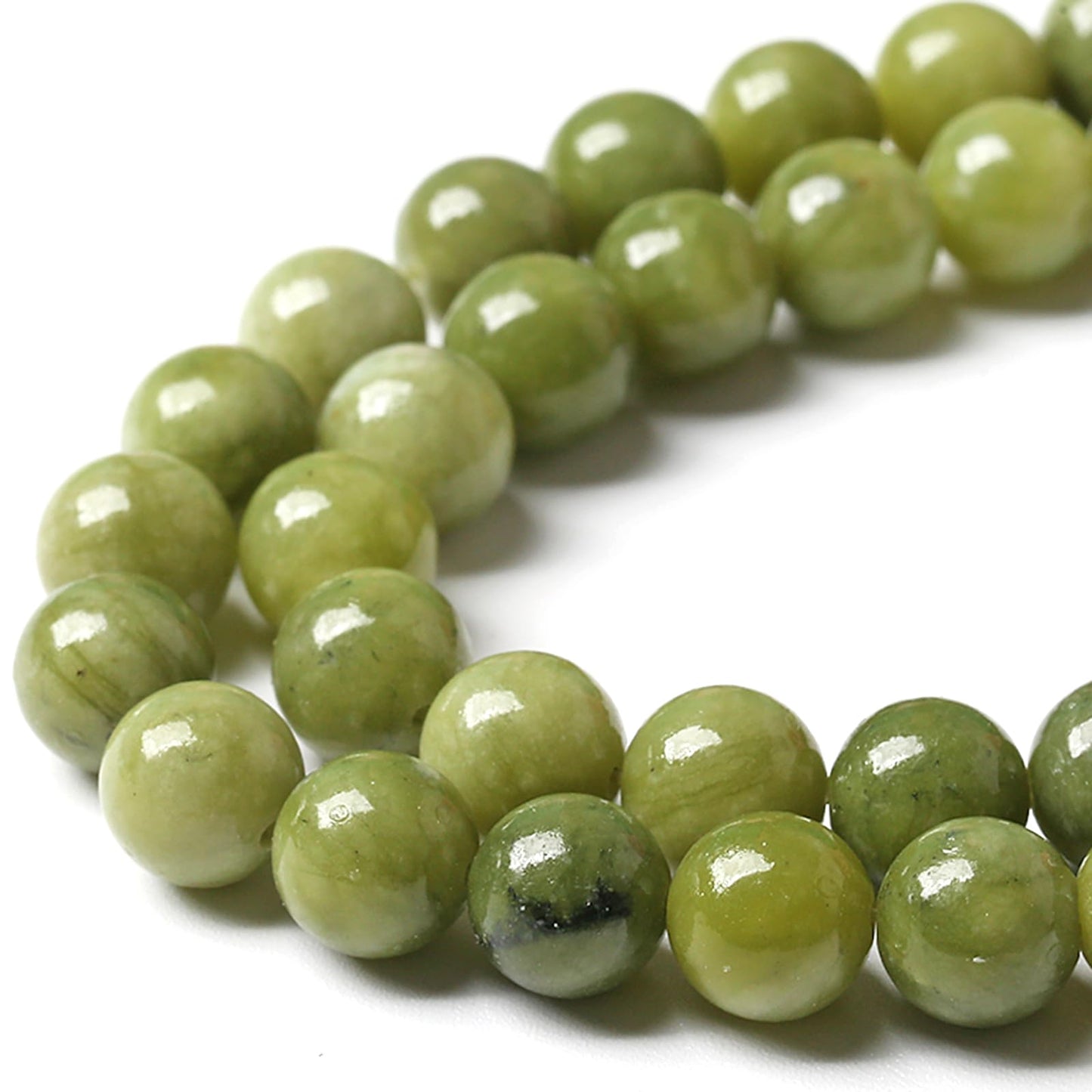 180pcs 4MM Natural Stone Chinese Green Jade Beads Round Loose Beads for Jewelry Making Bracelet 2 Strands 32"