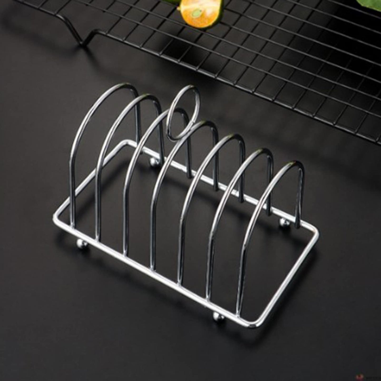 Tomotato Toast Rack Holder, 6 Slice Stainless Steel Bread Holder with Ergonomic Loop Handle and Ball Feet, Vintage Breakfast Carry Stand for Kitchen, Breakfast, Bakery Buffet Restaurant Serving