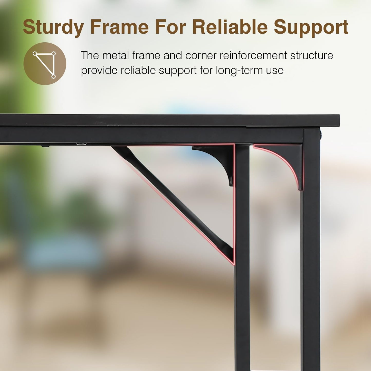 FDW 47 inches Computer Desk/Home Office Desk/Writing Study Table/Modern Simple Style PC Desk with Metal Frame,Black