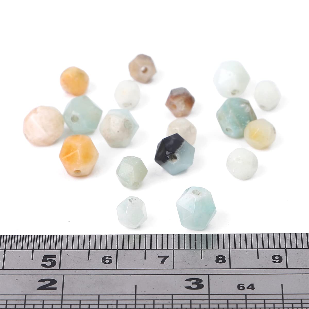 BEADIA Faceted Natural Amazonite Stone Round Beads 6mm 36cm/Strand for Jewelry Making