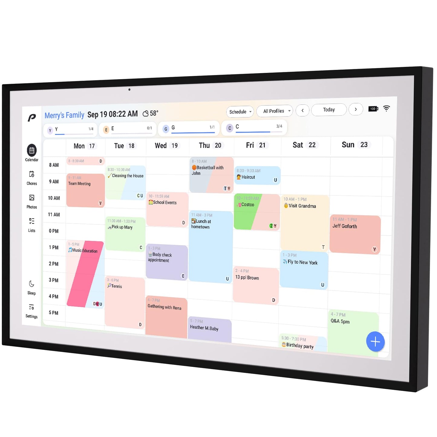 Digital Calendar, 15.6 inch Wall Planner & Chore Chart, Rechargeable Full HD Touchscreen Display, Portable Smart Family Organizer, Event Planner, Desk and Wall mountable, Perfect for Family Schedules - No Subscription (Free Magic Import)