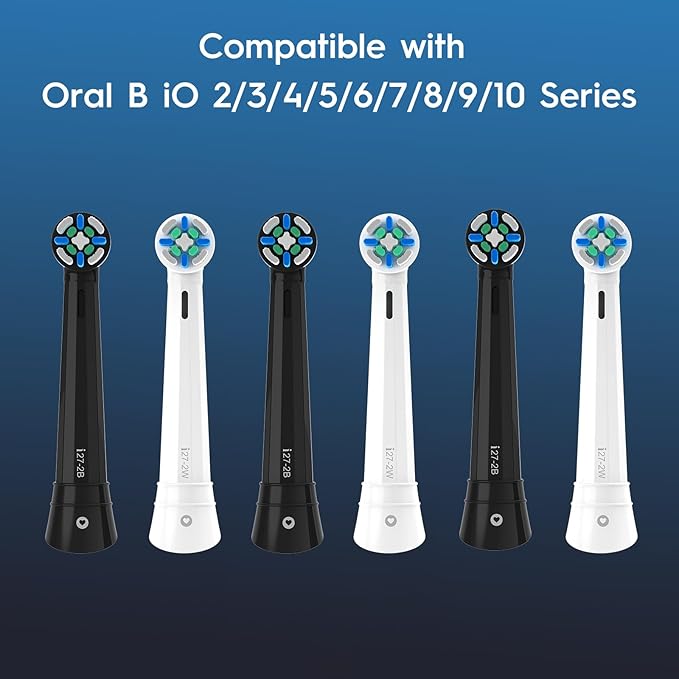 IO Replacement Heads Compatible with Oral b IO 2/3/4/5/6/7/8/9/10 Series Electric Toothbrush, Brush Heads Refills Compatible with Oral B IO for Teeth Clean (6 Black)