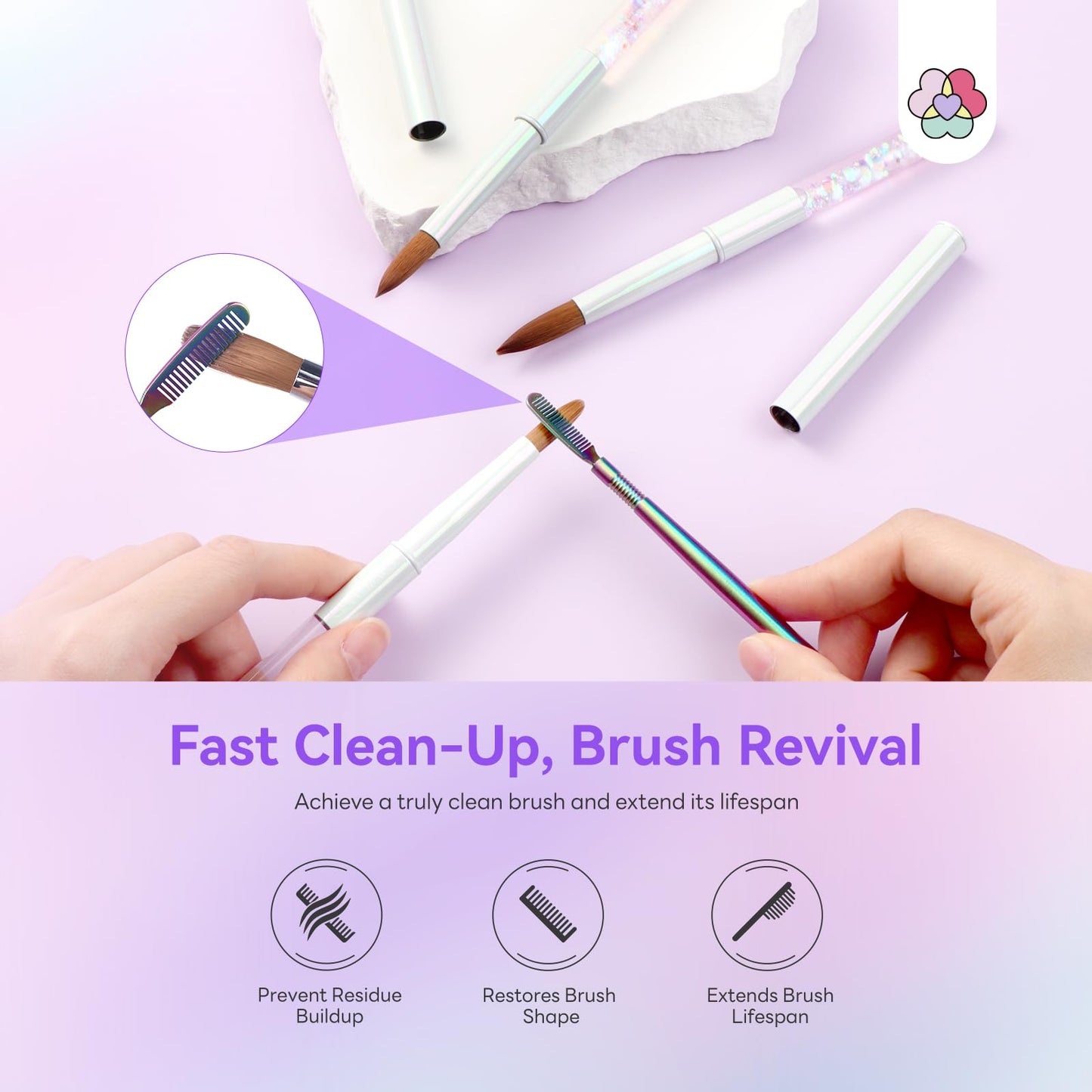 SAVILAND Kolinsky Acrylic Nail Brush Set: Size 6/10/14 Professional Acrylic Brush with Cleaner Tool Nail Brushes for Acrylics Application Nails Extension 3D Nails art Salon Home DIY