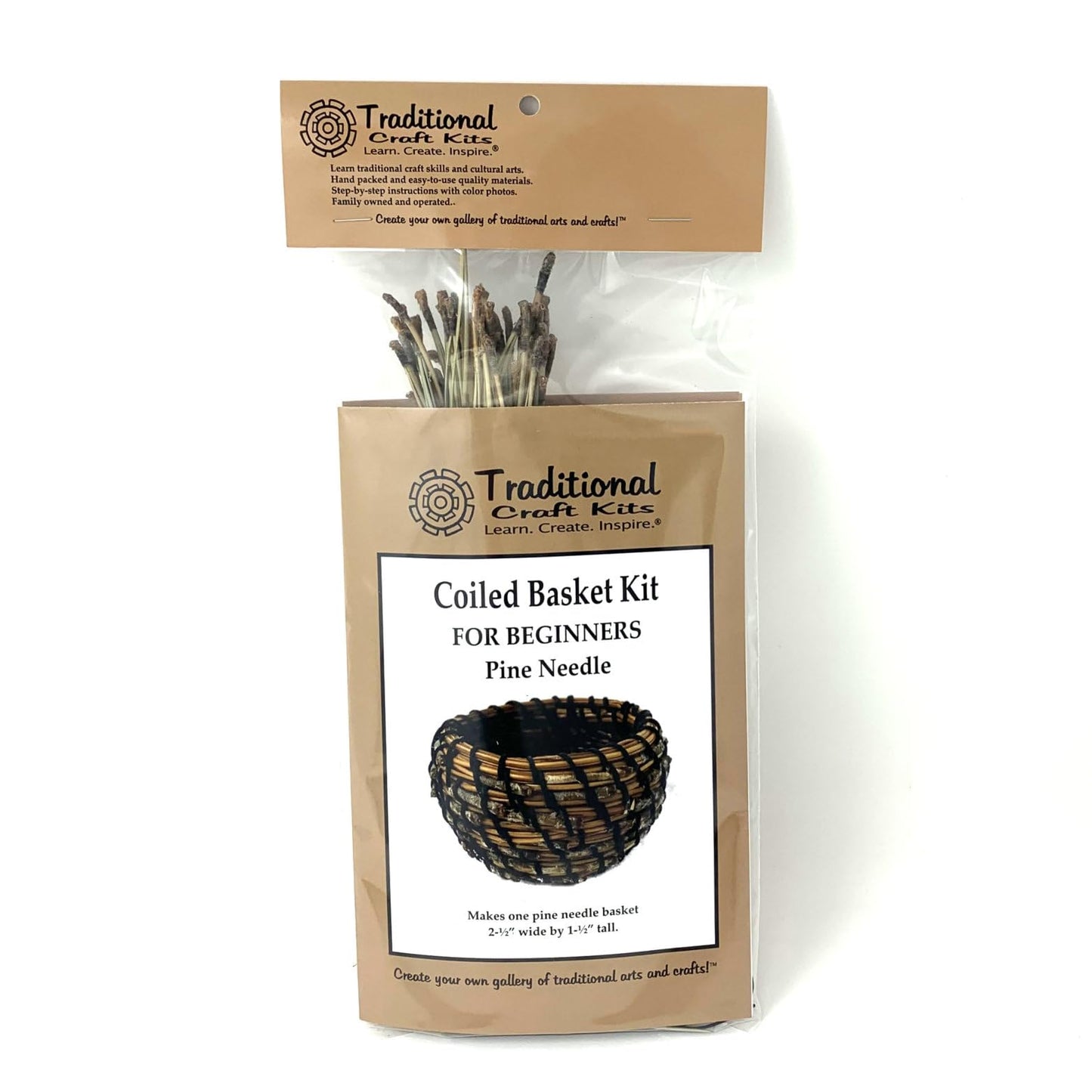 Traditional Craft Kits Coiled Basket Weaving Kit for Beginners – DIY Pine Needle Basketry Making Kit – Includes Natural Pine Needles, Hemp Twine, and Tools – Handcrafted Basket Making Supplies