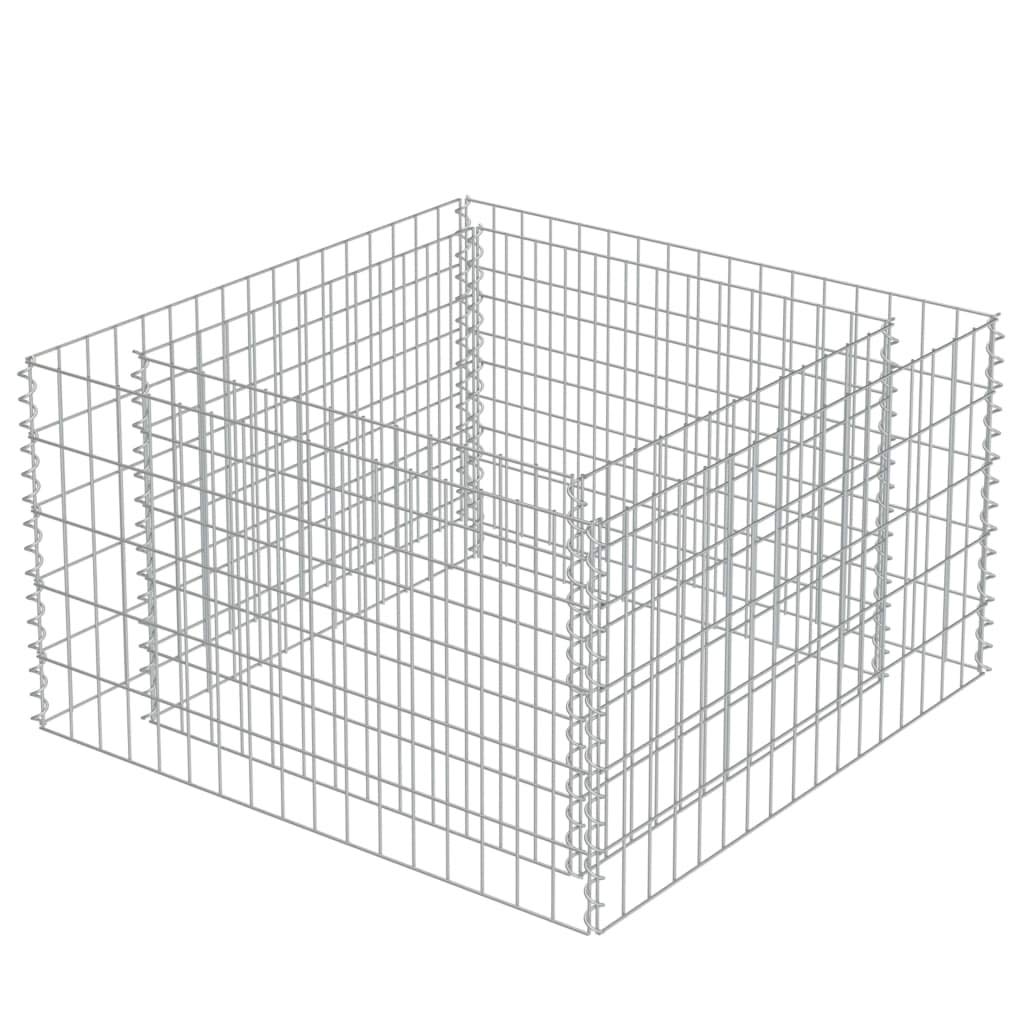 vidaXL Gabion Raised Bed Outdoor Gardening Backyard Park Stone Cage Basket Landscape Garden Planter Container Flower Box Galvanized Steel 35.4"
