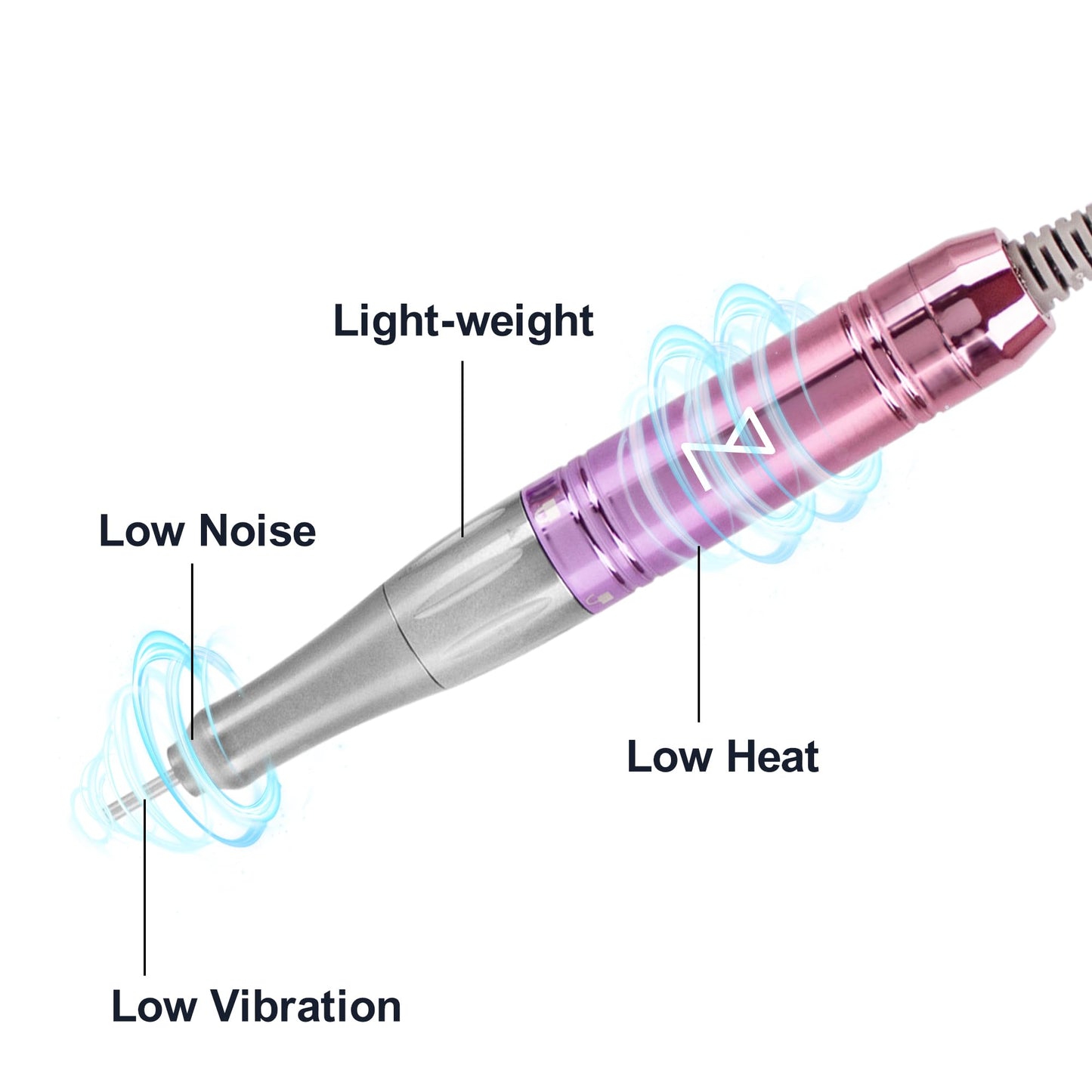 M Mase- Professional Nail Drill Machine - Coreless 2-in-1 Nail File - Electric, Cordless, 35000 RPM, HD Display - Electric Nail Drill for Professional & Home Use (Unicorn Pink Blue)
