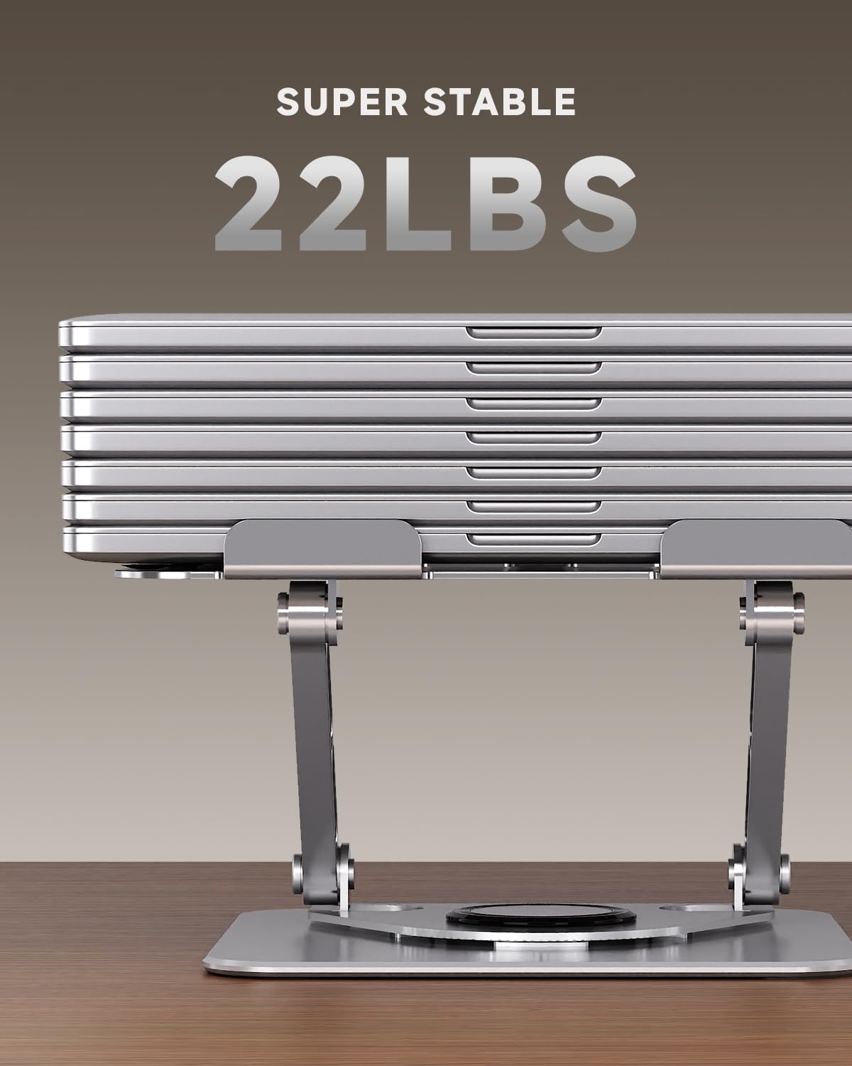 SENZANS Laptop Stand for Desk, Adjustable Laptop Stand Swivel Computer Riser 360 Rotation Base, Portable Ergonomic Laptop Holder for Office Home Fits MacBook Air Pro, Dell, HP (10"-17.3") - Silver