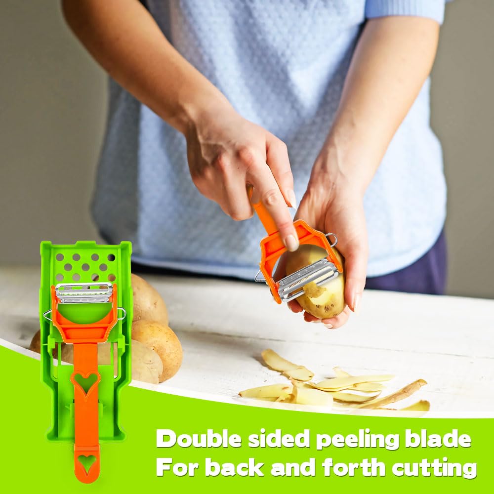 Casbomy Multifunctional Kitchenware Set, 3-in-1 Peeler Multifunctional Single Blade Peeler, Lemon Squeezer Potato Peeler, Multi Cutter and Julienne Set with Grating Plate Great for Fruit and Vegetable