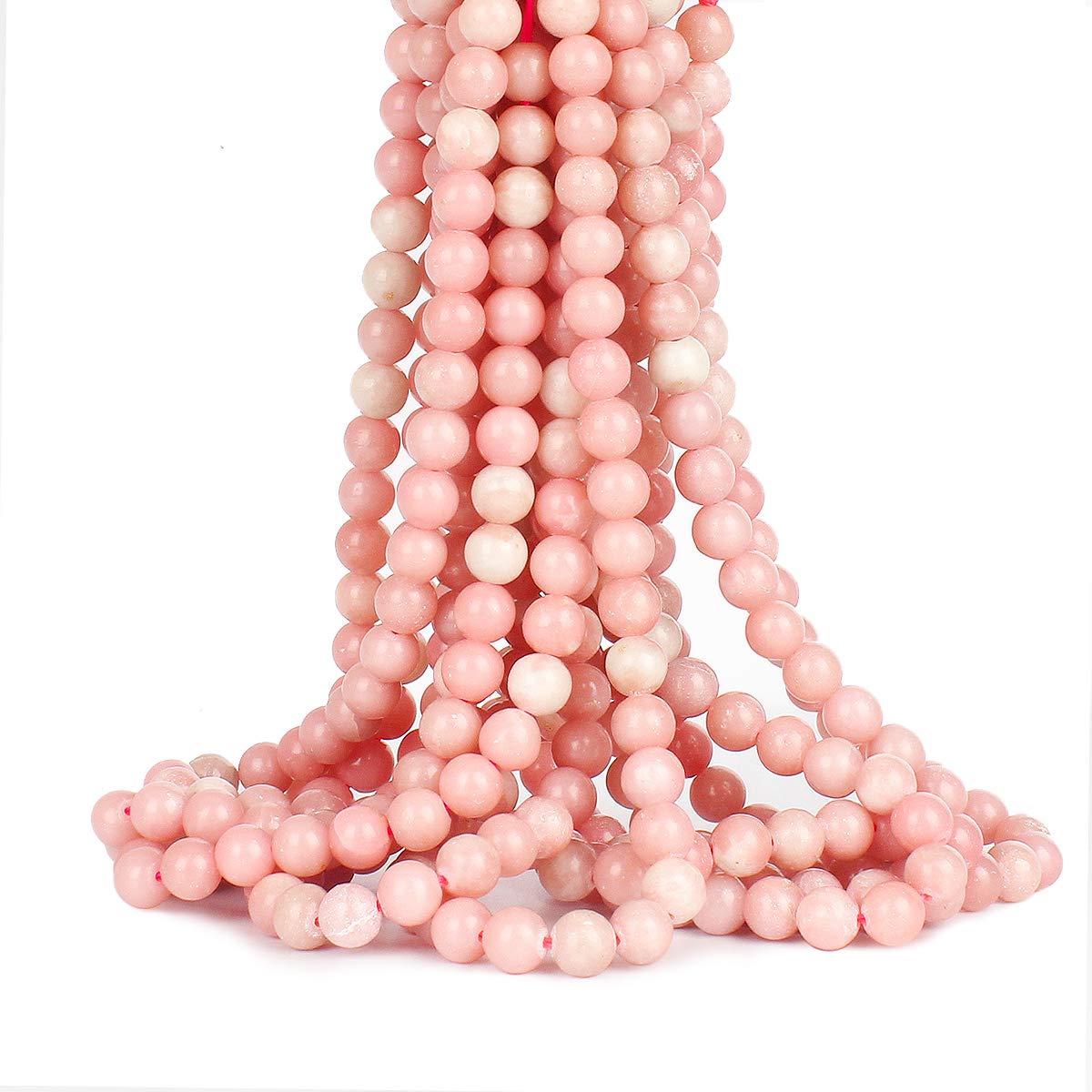 70PCS Natural 8MM Healing Gemstone, Peruvian Pink Opal Energy Stone Round Loose Beads, Semi-Precious Crystal Beads with Free Elastic String for Jewelry Making DIY