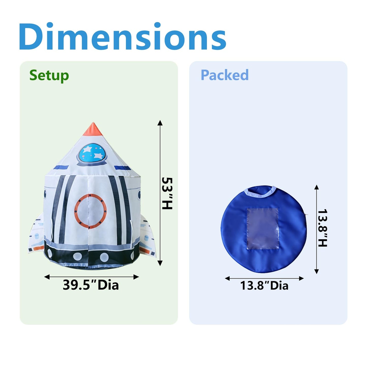 Rocket Ship Astronaut Playhouse, Kids Space Discovery Teepee with Windows, Foldable Indoor Outdoor Play Tent for Boys Girls, Toddler Adventure Room Decor