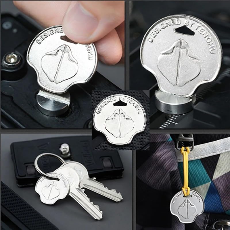 5 Pack Coin Driver Screwdriver Keychain Pocket Thumb Tightening Key Mini Combo Tool Fastener for Quick Release Plate DSLR Camera Battery Covers 3/8" 1/4" Mounting Screws Adapter
