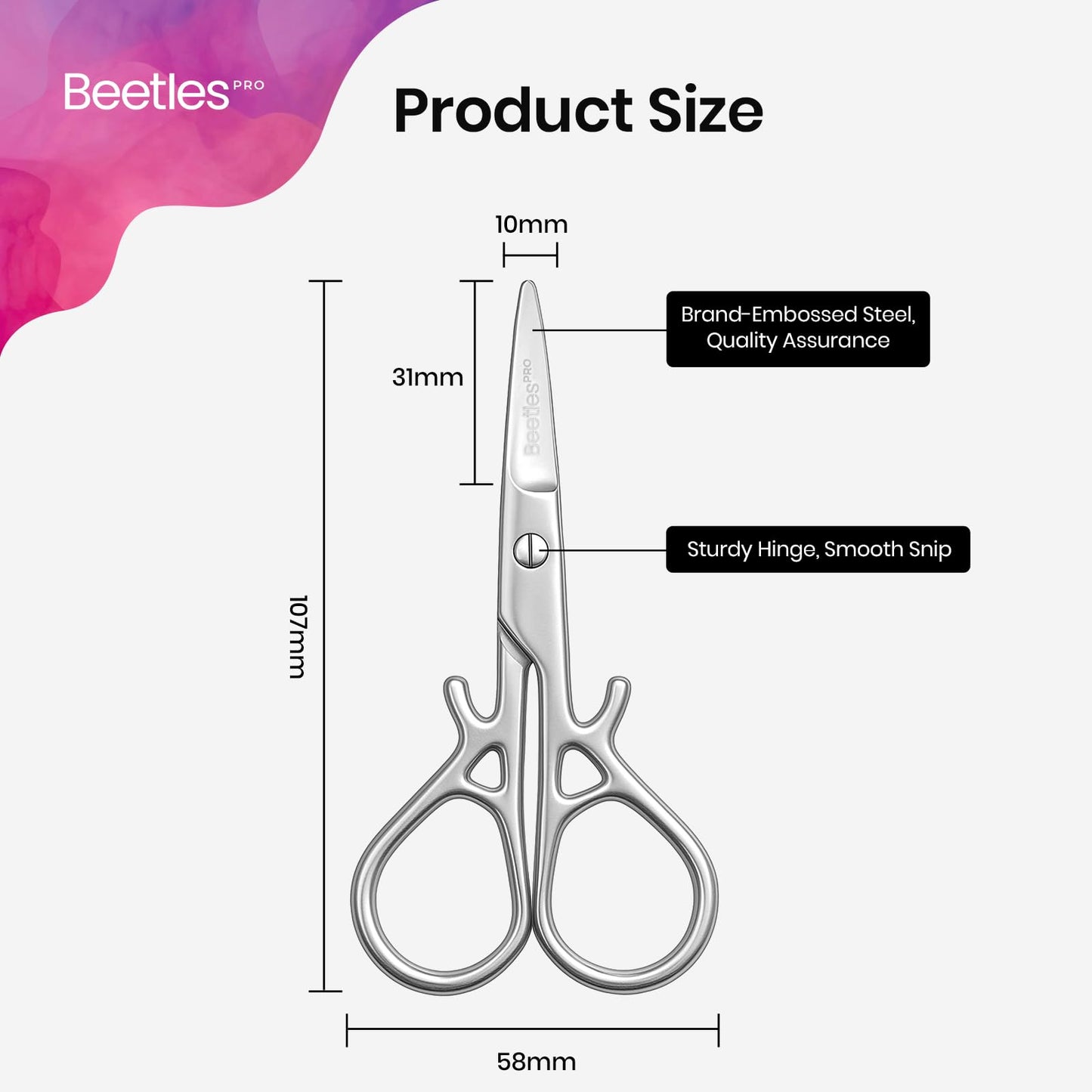 Beetles Pro 120-Pcs Nail File – Professional 100/180 Grit Double Sided Emery Board Nail Files Washable with Professional Curved Cuticle Scissors, Multi-Purpose Premium Stainless Steel