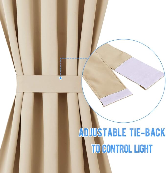 NICETOWN Room Darkening Sidelight Door Curtains, Privacy Window Curtains Thermal Insulate Covering for Patio Glass Front Door, 12 inches x 72 inches, Biscotti Beige, 1 Panel