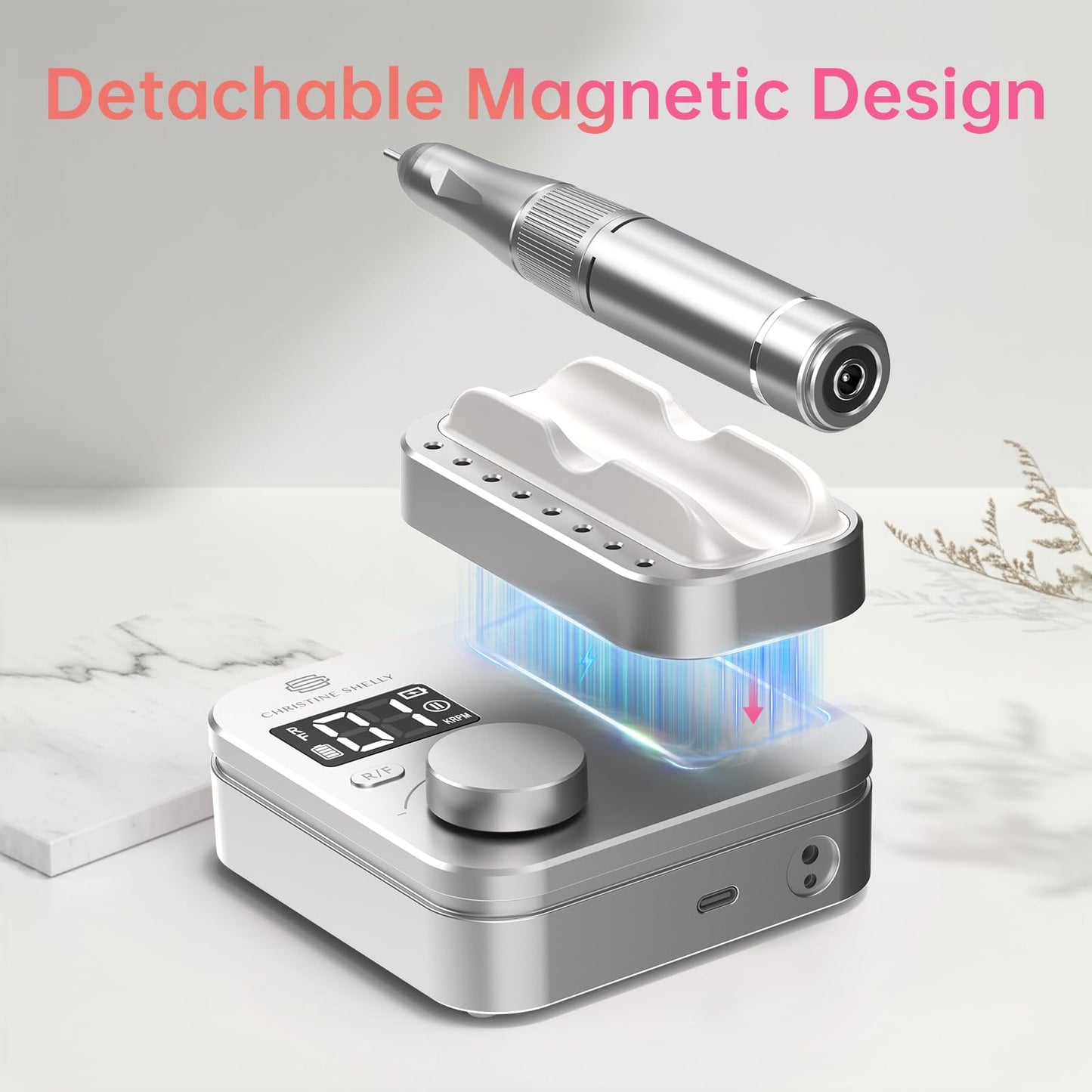 Rechargeable Nail Drill CHRISTINE SHELLY: 35000 PRM Electric Nail File, Professional Efile Nail Drill with Bits Kit for Acrylic Gel Polishing Removing