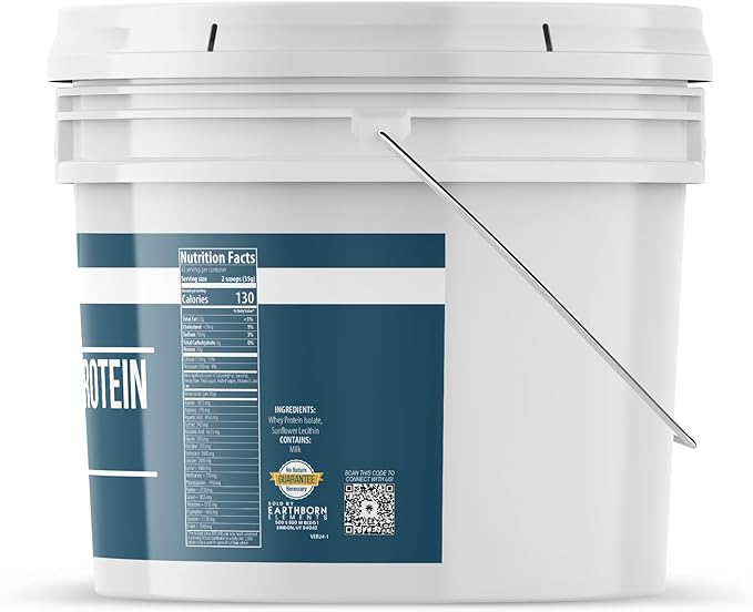 Earthborn Elements Whey Protein Isolate, 1 Gallon Bucket, Protein Powder, Unflavored, Workout Supplement
