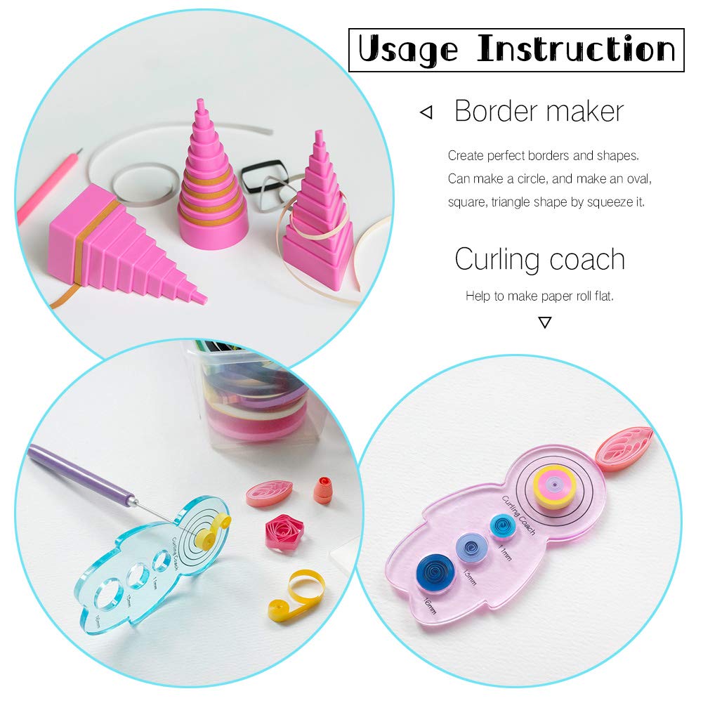 IMISNO Paper Quilling Kits - All-in-One Quilling Tools Supplies,Paper Crimper,DIY Crafts Quilling Paper Strips for Beginners to Advanced Users, Teaching with Manual