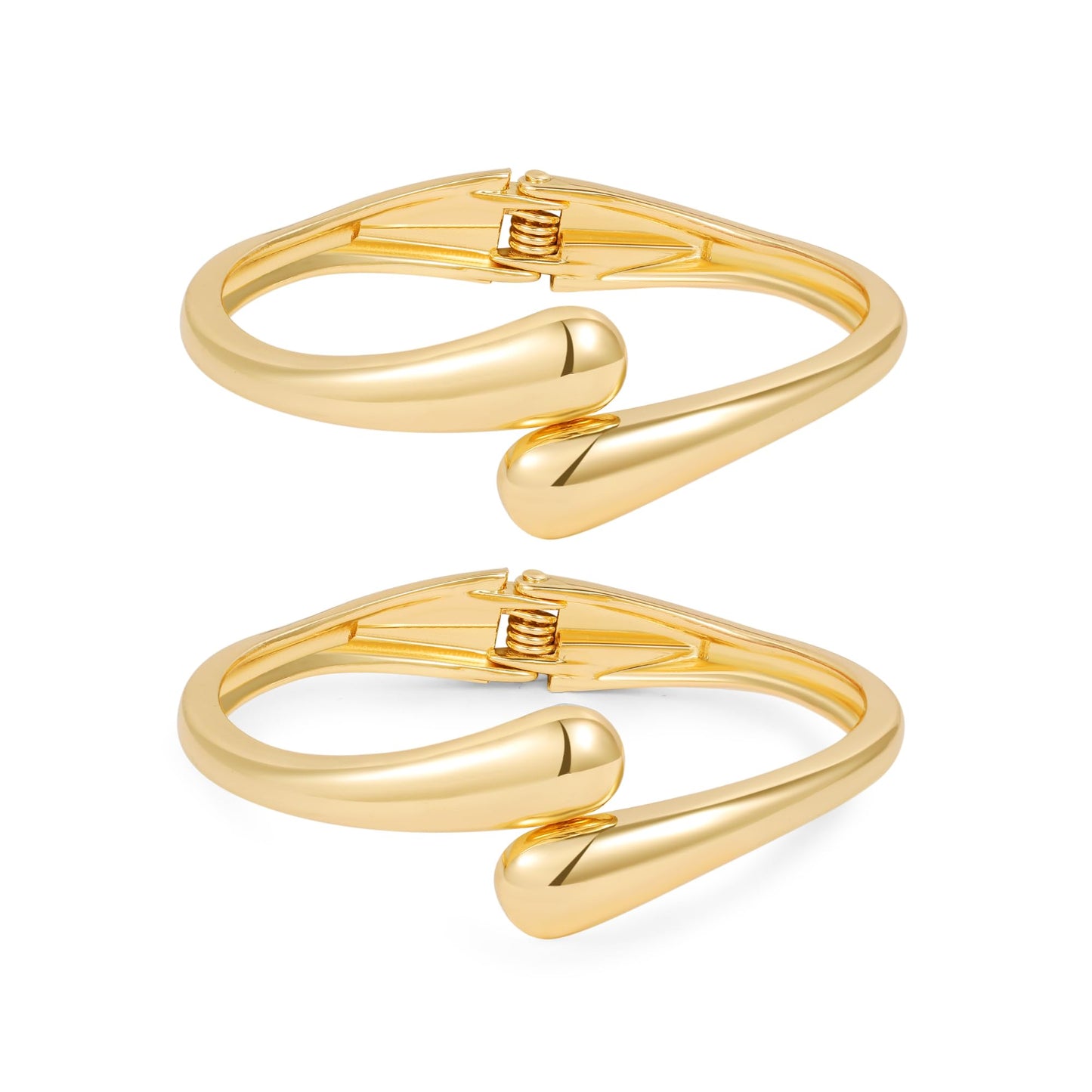 AYWFCBF 2pcs Gold Bangle Bracelets for Women, Trendy Hinged Cuff Open Wide Chunky Gold Bracelet Stack Arm Cuff Statement Jewelry Gifts for Women
