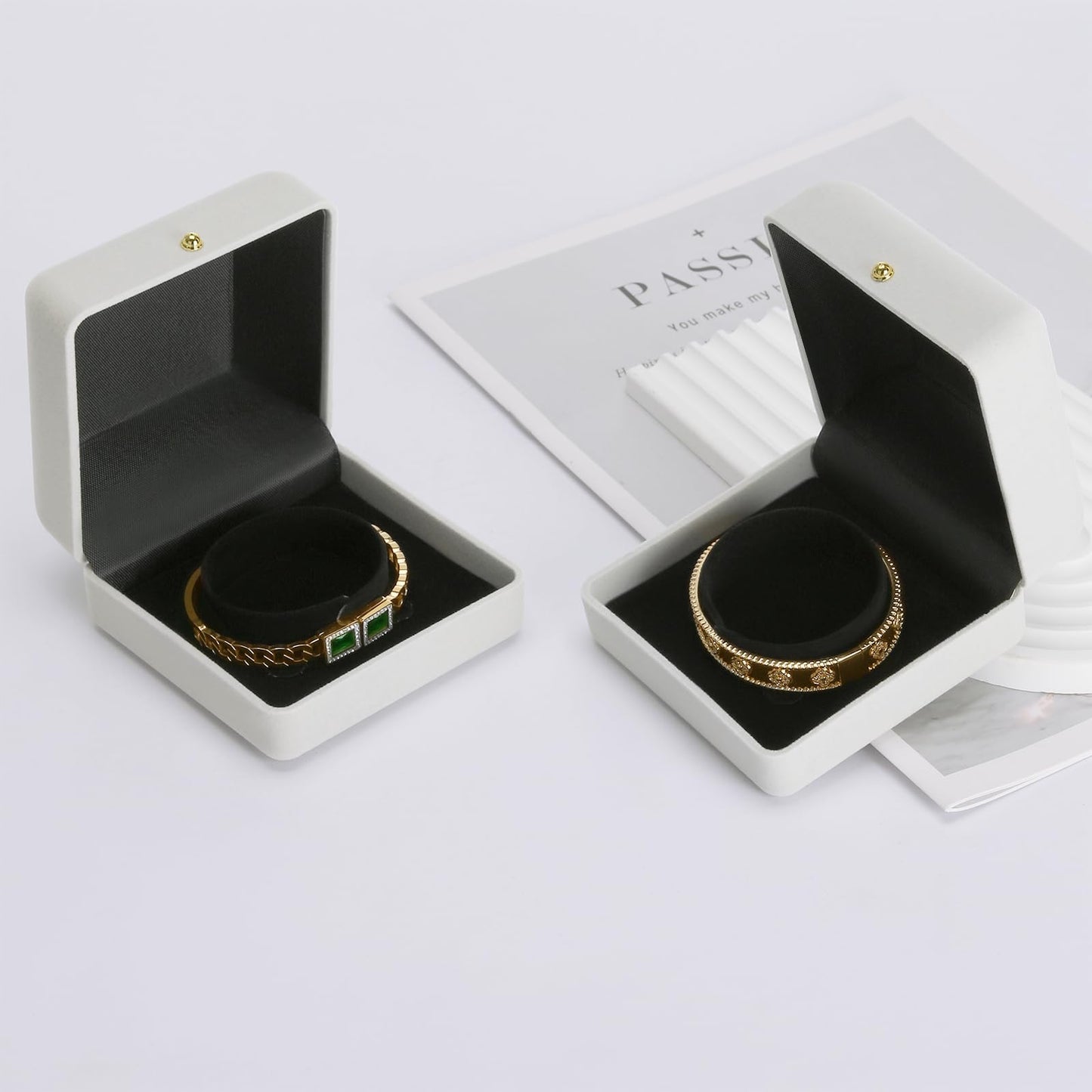 KUKUVR 2 Piece Velvet Bracelet Box, Bangle Jewelry Gift Box for Women, Elegant Bracelet Gift Boxes for Memorable Moments (Grey)