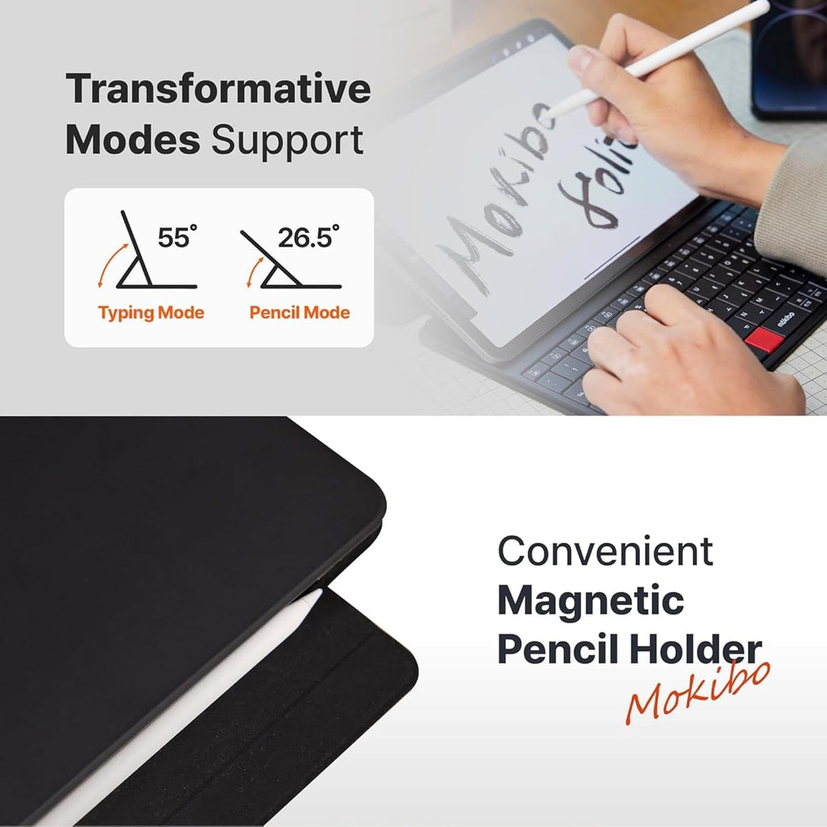 MOKIBO Fusion Keyboard, iPad Pro 12.9" Case, Wireless Touchpad Keyboard with Built-in Trackpad, Bluetooth