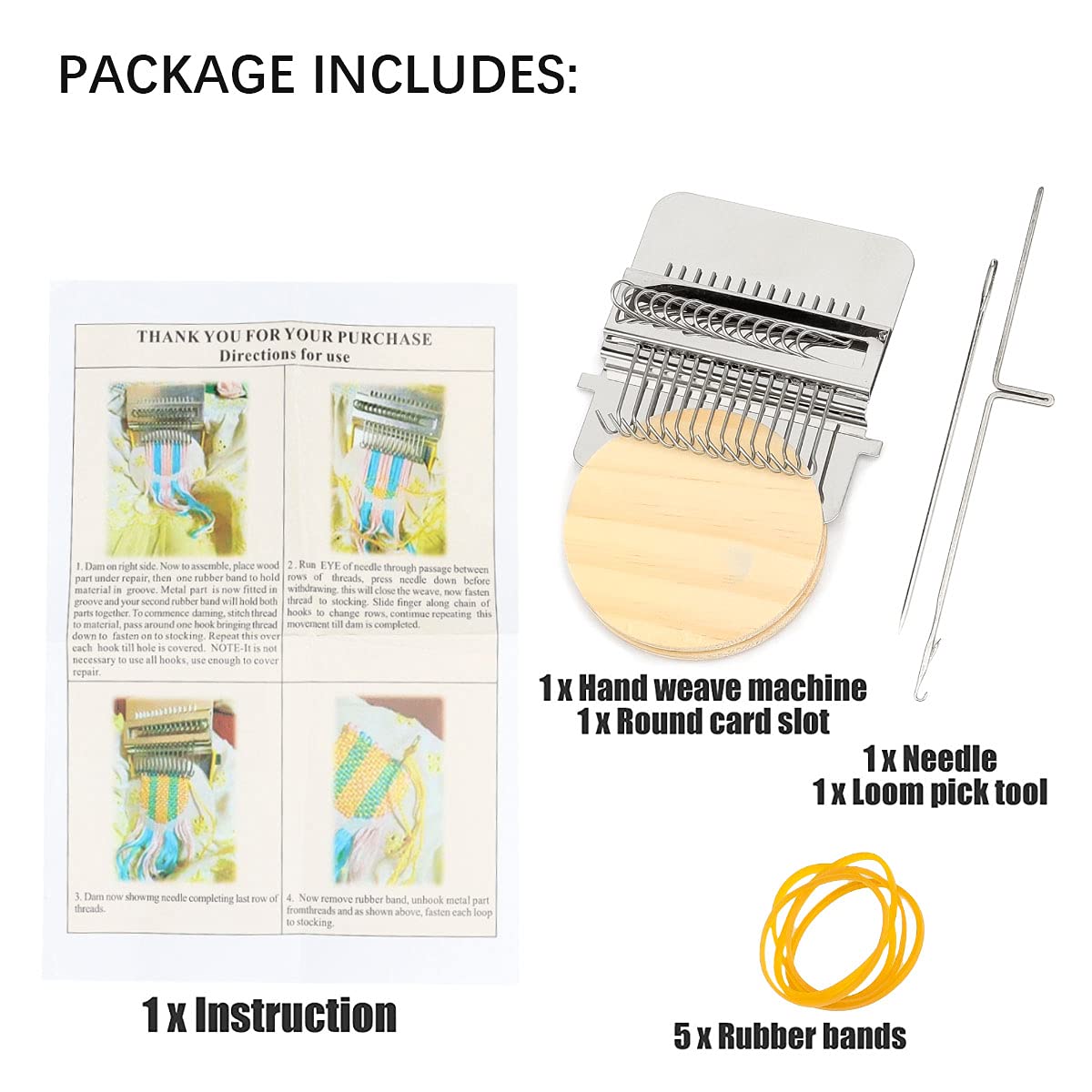 Small Loom Speedweve Type Weave Tool - Mini Wooden Weaving Loom Kit Convenient Darning Loom Mending Loom Knitting Loom for Craft DIY Weaving Arts Darning Tool for Jeans, Socks and Clothes (28 Hooks)