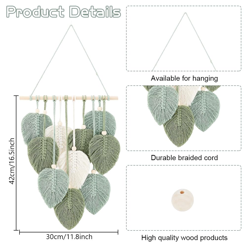 FREEBLOSS DIY Macrame Leaf Wall Hanging Beginners Macrame Kit Leaf Woven Tapestry Feather Wall Hanging DIY Macrame Kit for Adults Birthday Gift
