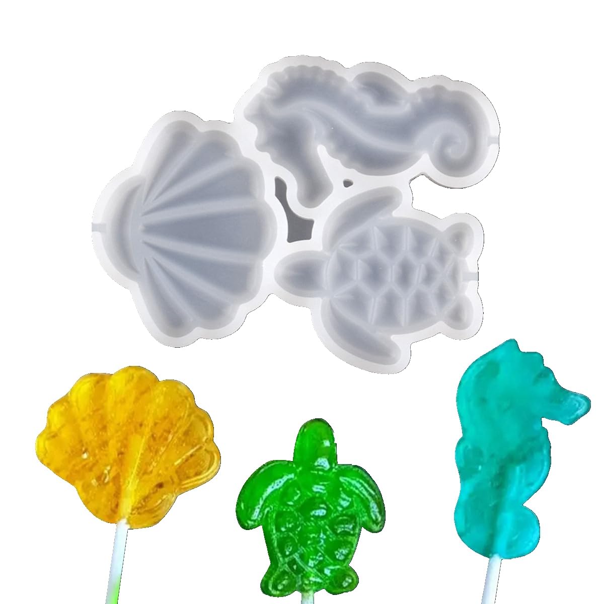 mostsom 2pcs/lot Sea Turtle Seahorse Shape Silicone Lollipop Candy Mold Homemade Kids Cake Chocolate Cookies Decorating Tools Mould Baking Pastry (E_ Turtle)