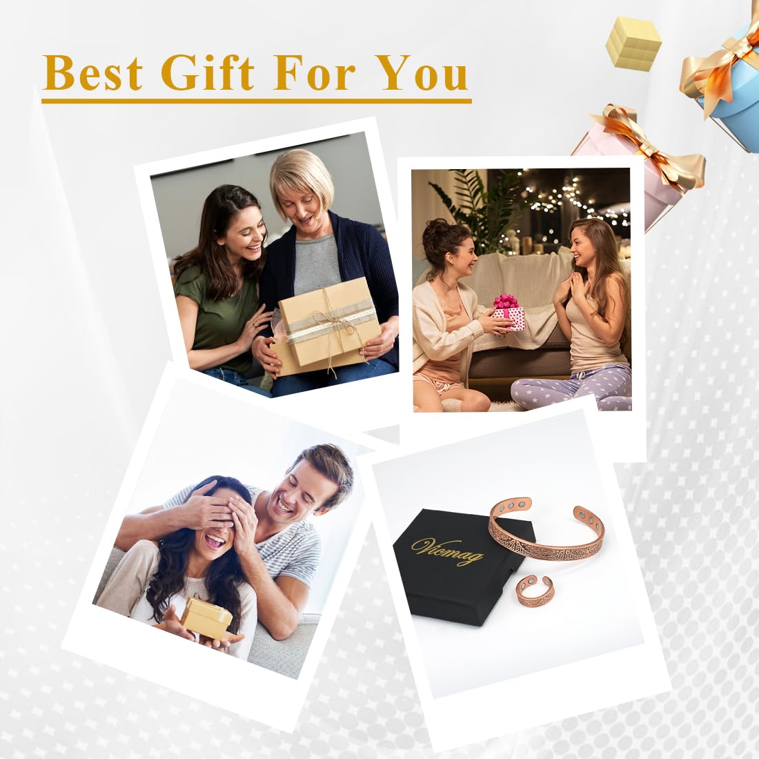 Vicmag Copper Magnetic Bracelet Women Men Magnetic Bracelets 100% Solid Pure Copper Gift