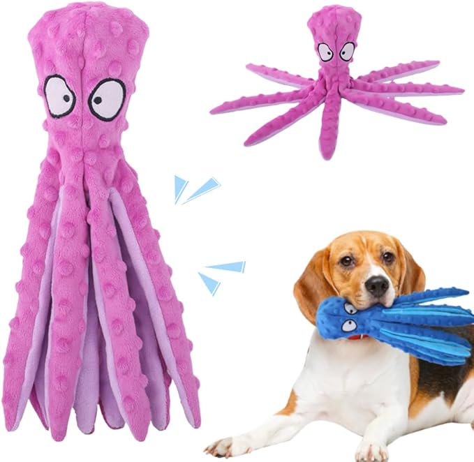 AprYew Octopus Dog Toys, No Stuffing Crinkle Dog Toys for Aggressive Chewers, Durable Interactive Chew Toys for Small, Medium and Large Dogs Training and Reduce Boredom (Purple)
