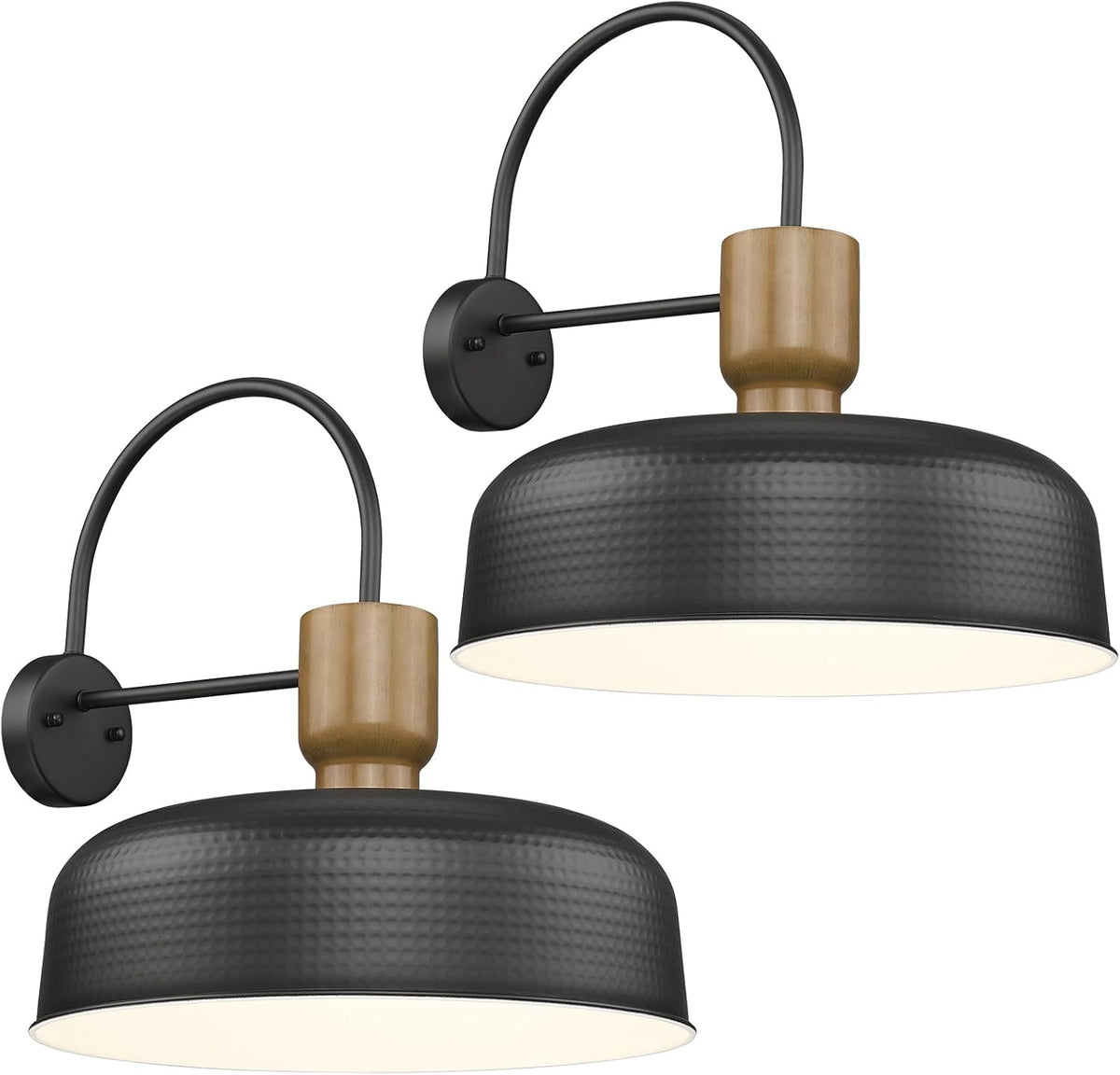 Outdoor Barn Light Gooseneck Barn Light, Farmhouse Exterior Wall Mount Light Vintage Wall Lighting Fixture Industrial Sconce Lantern for Porch, Entryway, Garage, Black, 2 Pack, Large