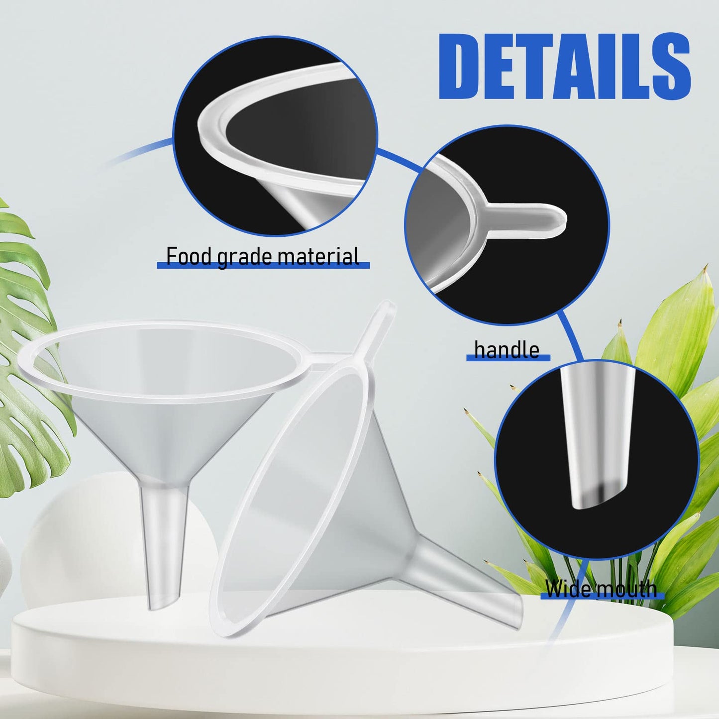 Hoolerry 100 Pcs Small Funnel for Filling Small Bottles Clear Plastic Mini Funnels for Lab Bottles Essential Oils Sand Art Bottle Skin Products Perfumes Spices (2.16'')