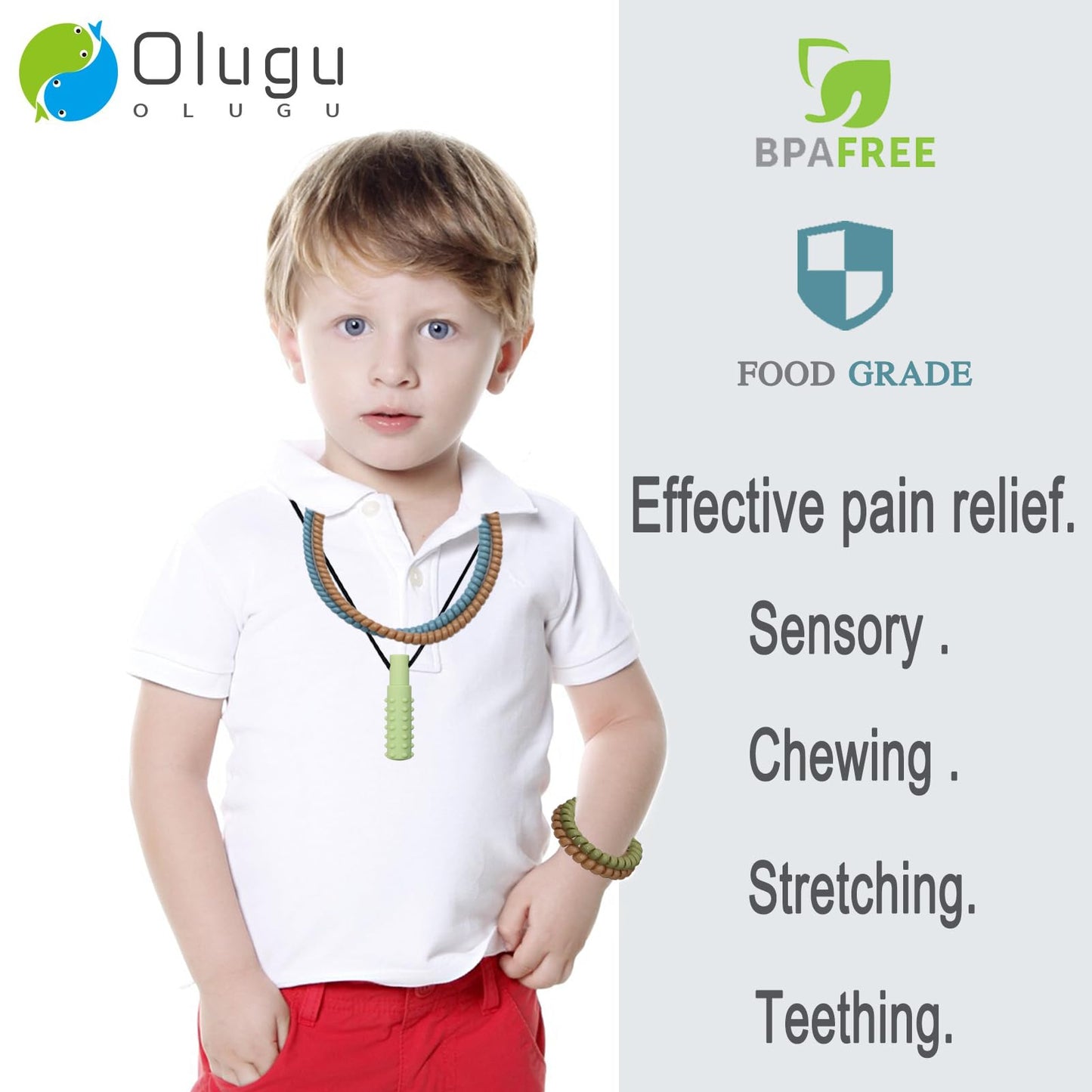 Stretchy Coil Bracelets Chewing Necklace for Kids Sensory, 18 Pack Chewy Necklace Sensory with Autism, ADHD, SPD, Silicone Stretch Sensory Chew Necklaces Bracelets Reduce Biting Stress and Anxiety
