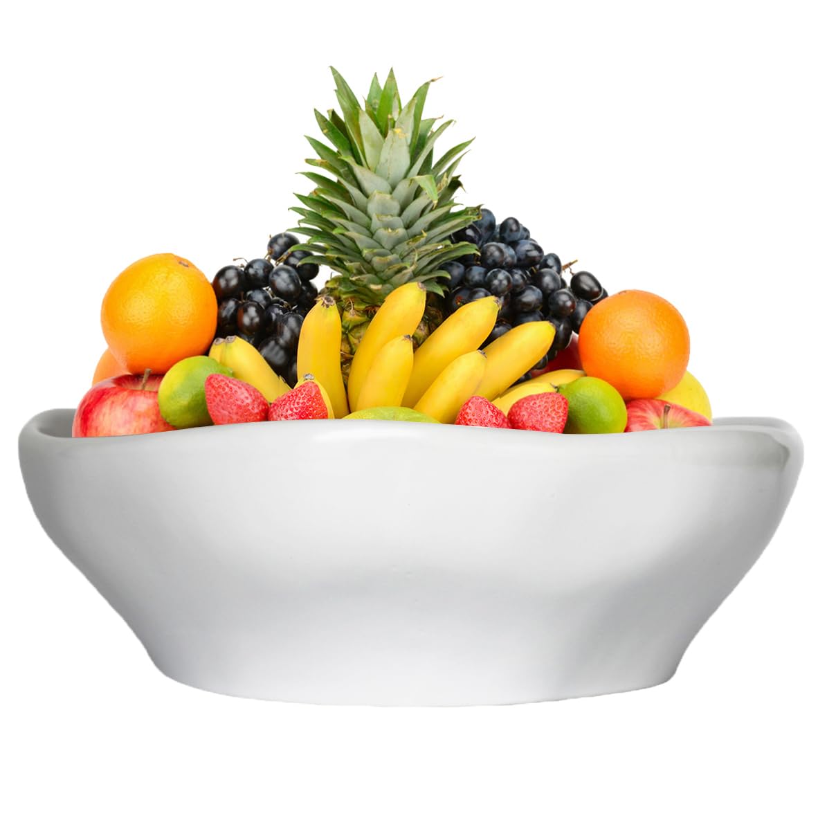 SIEBOLD 12.2'' Fruit Bowl for Kitchen Desktop, Modern Art Bowl,120oz Large Capacity,Can hold up to 10 full-size Baguettes, Grapes,Bananas, Pineapples