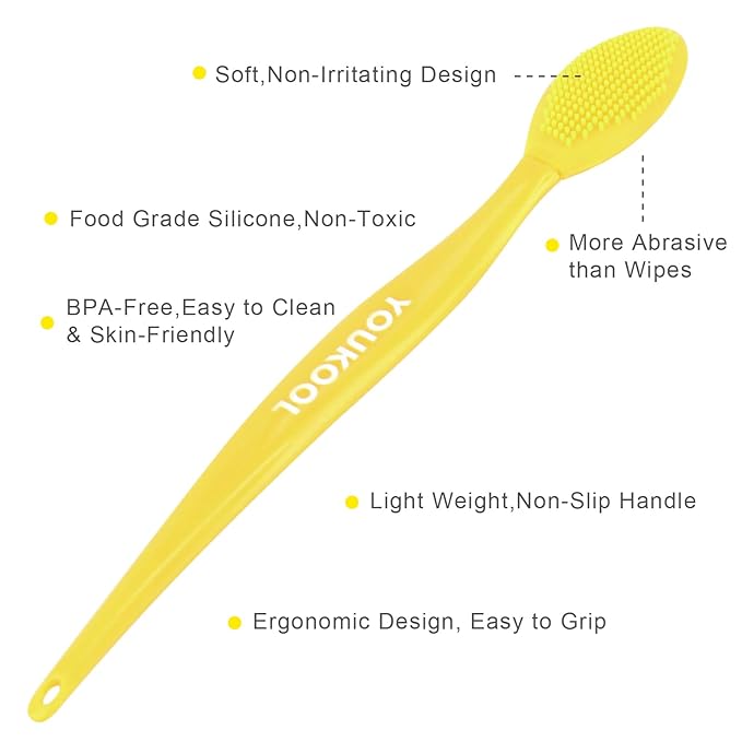Lip Scrub Brush,Double-Sided Silicone Exfoliating Lip Brush Tool for Smoother and Fuller Lip Appearance,Yellow,2pcs